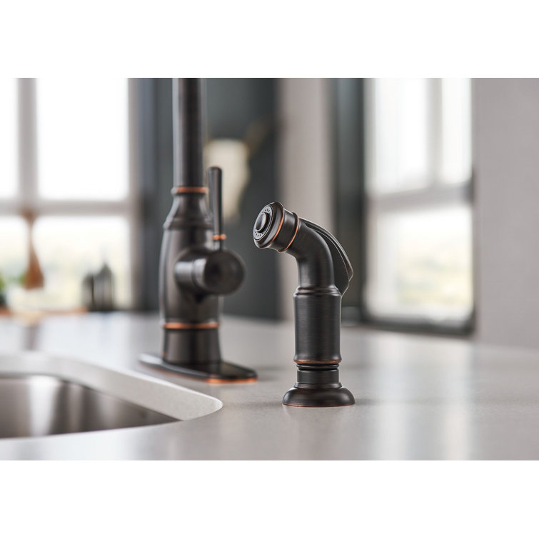 Mediterranean Bronze Single-Handle Kitchen Faucet with Side Sprayer