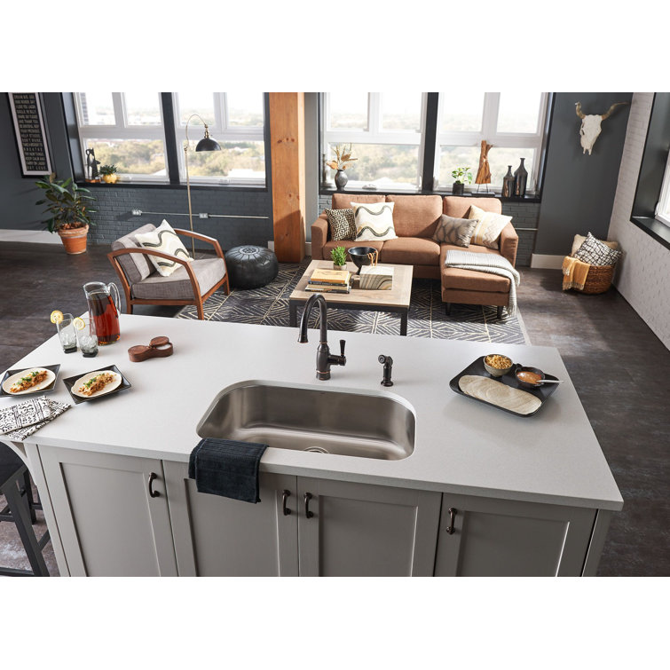 Mediterranean Bronze Single-Handle Kitchen Faucet with Side Sprayer