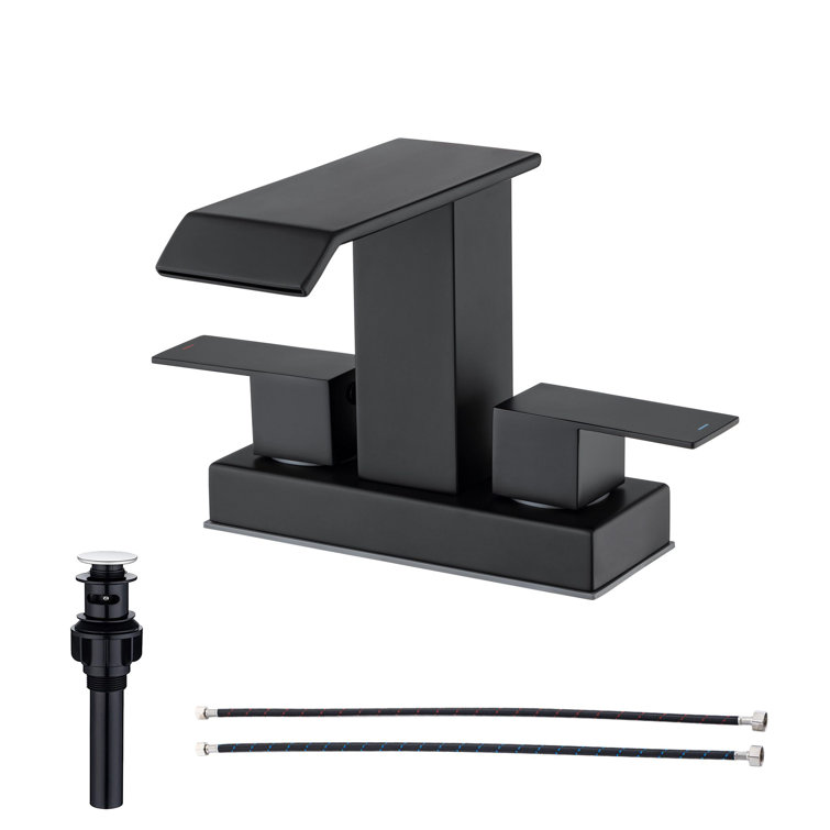 Matte Black Stainless Steel 2-Handle Bathroom Faucet with Drain Assembly