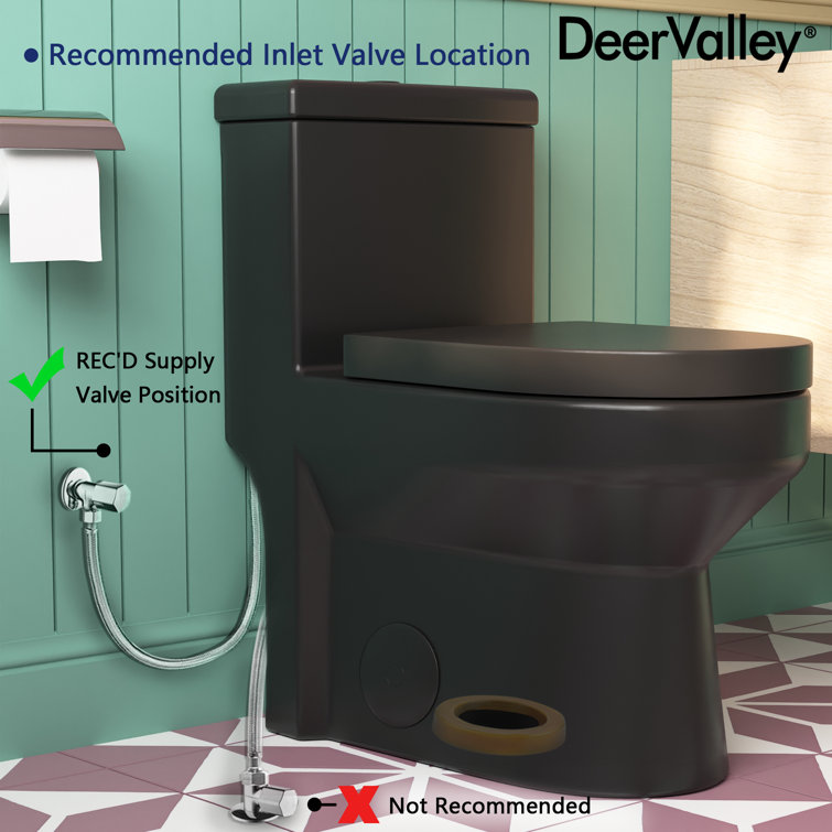 Compact Black Ceramic Dual Flush Round Toilet with Quiet-Close Seat