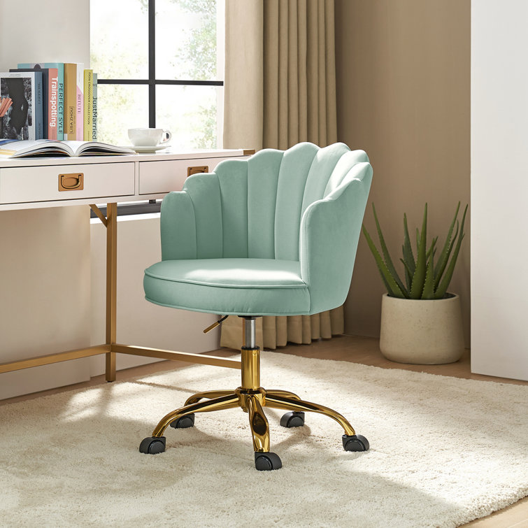 Sage Velvet and Gold Task Chair with Tufted Back