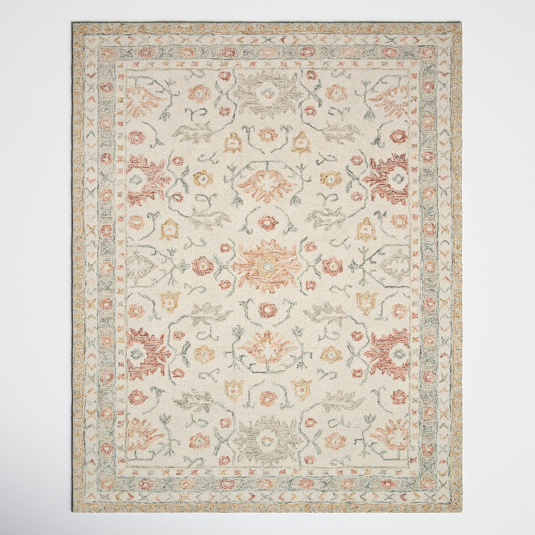 Handmade Ivory Oriental Wool Rug, 7'9" x 9'9"