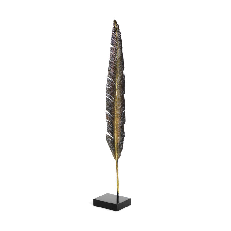 Enchanted Forest Patinated Brass Feather Sculpture