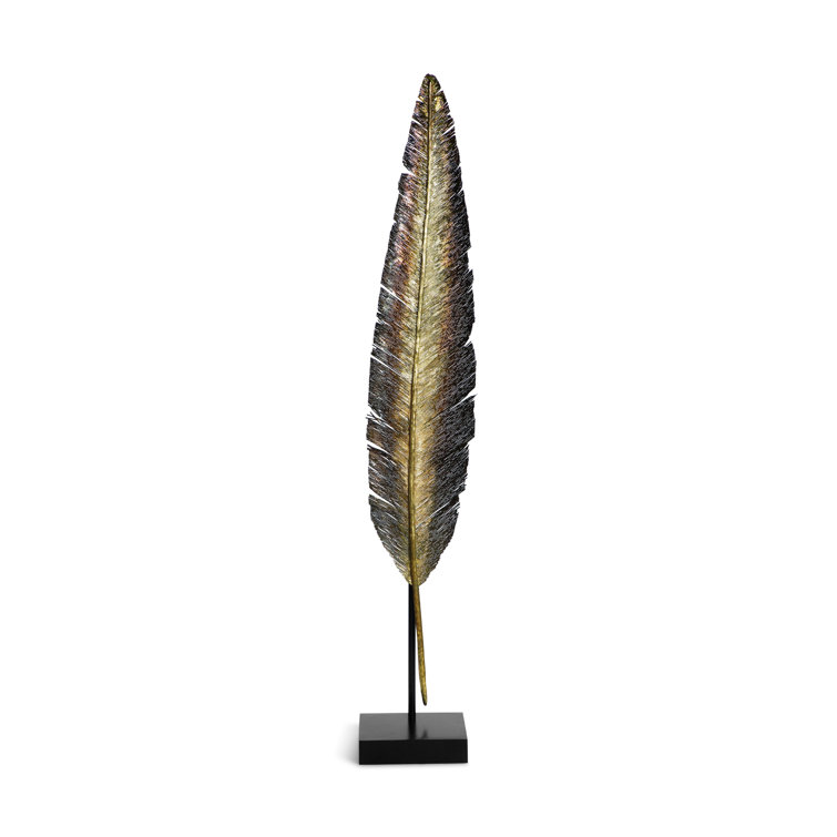 Enchanted Forest Patinated Brass Feather Sculpture