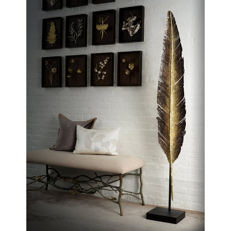 Enchanted Forest Patinated Brass Feather Sculpture