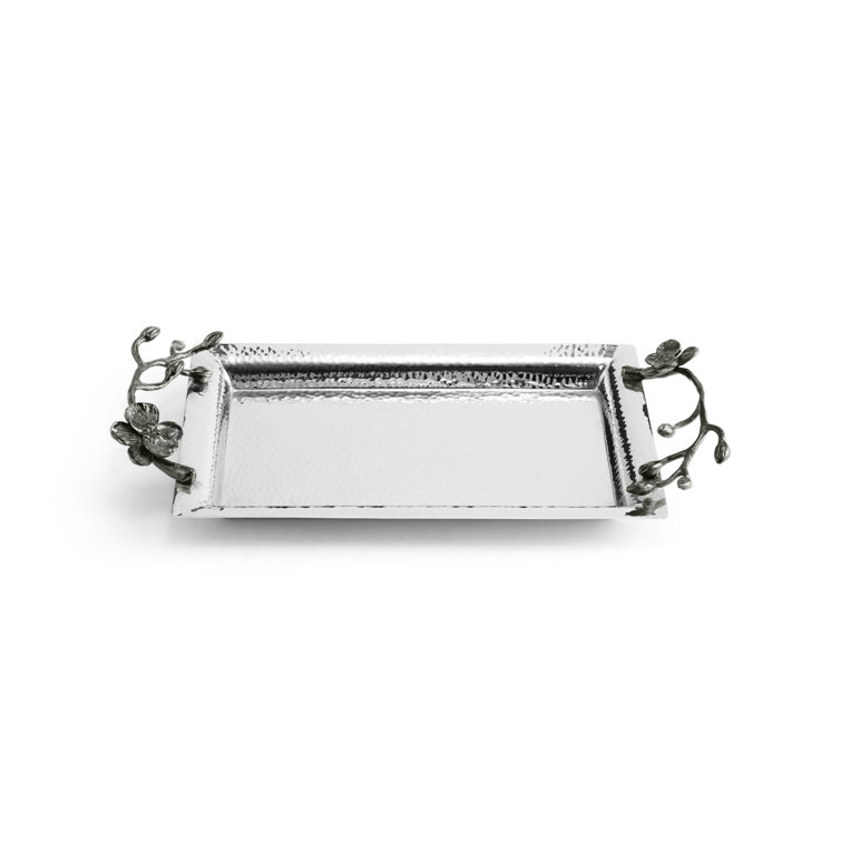 Silver Rectangular Stainless Steel Orchid Tray