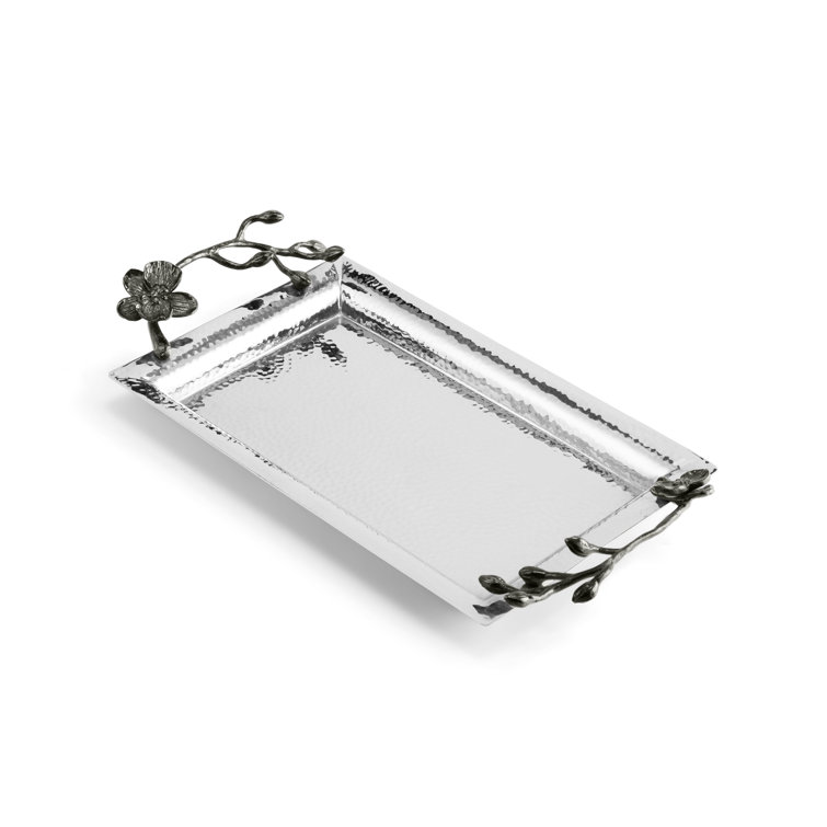 Silver Rectangular Stainless Steel Orchid Tray