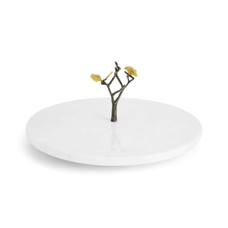 Butterfly Ginkgo 16'' Marble and Brass Lazy Susan