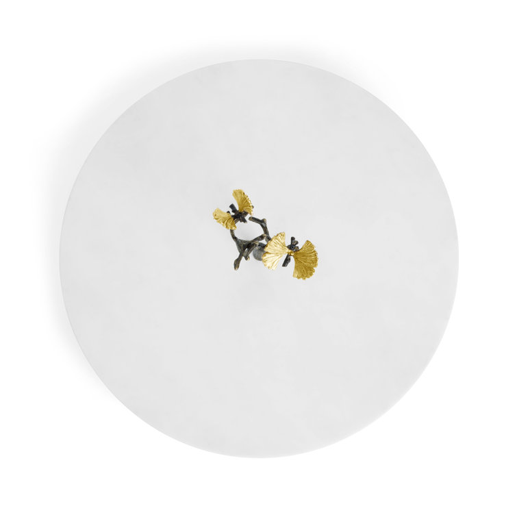 Butterfly Ginkgo 16'' Marble and Brass Lazy Susan