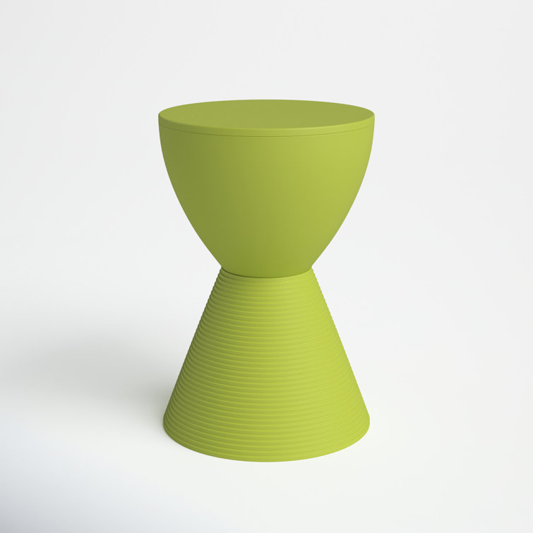 Green Ribbed Round Acrylic End Table