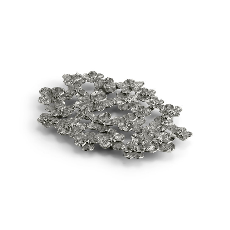 Sublime Black Nickel-Plated Orchid Trivet with 3D Embellishment