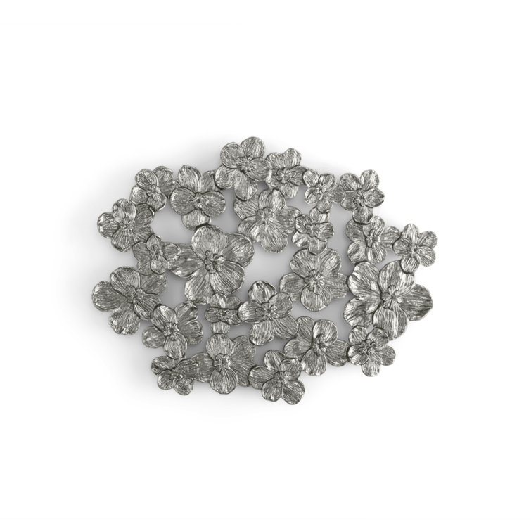 Sublime Black Nickel-Plated Orchid Trivet with 3D Embellishment