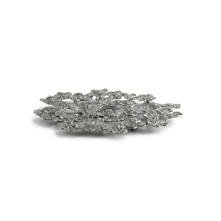 Sublime Black Nickel-Plated Orchid Trivet with 3D Embellishment