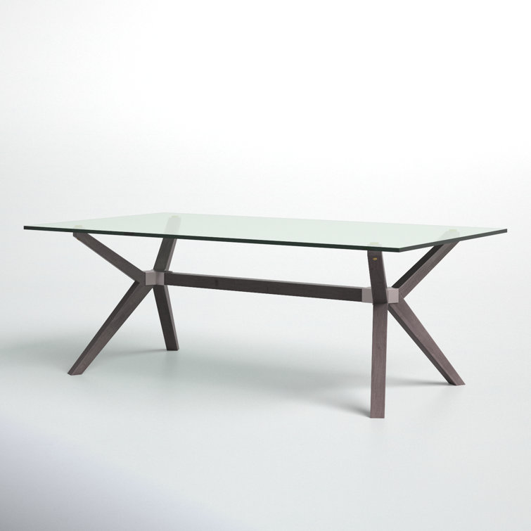 Gray X-Leg Rectangular Tempered Glass Coffee Table