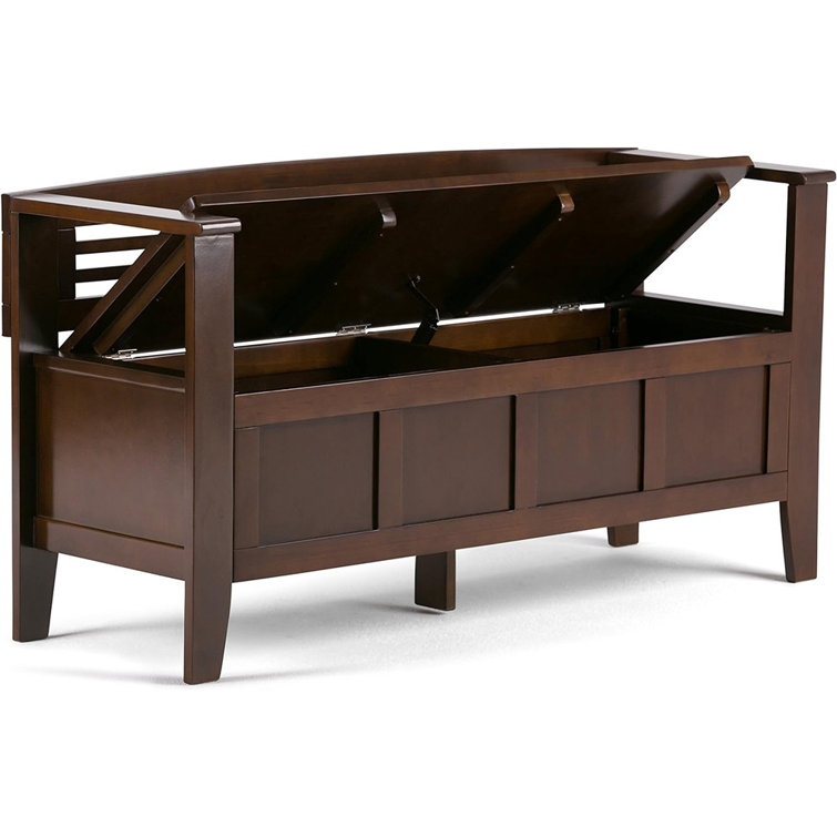 Black Solid Pine 48" Entryway Storage Bench with Backrest