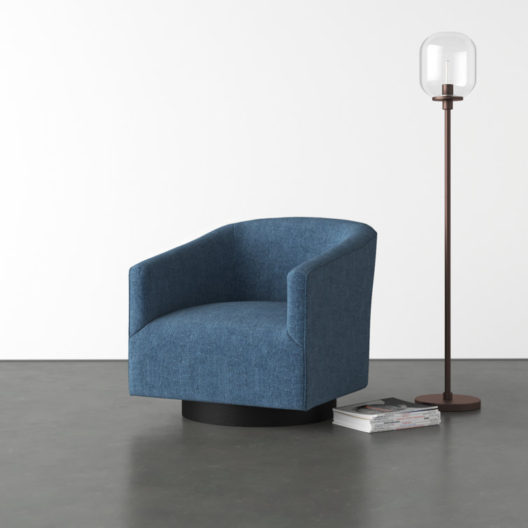 Cadet Blue Wood Swivel Barrel Comfort Chair