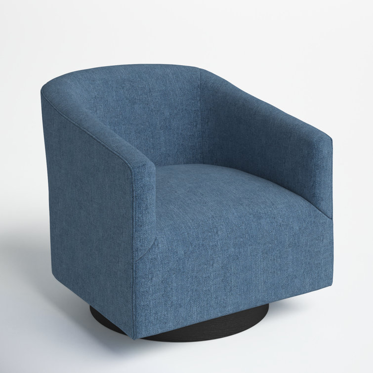 Cadet Blue Wood Swivel Barrel Comfort Chair