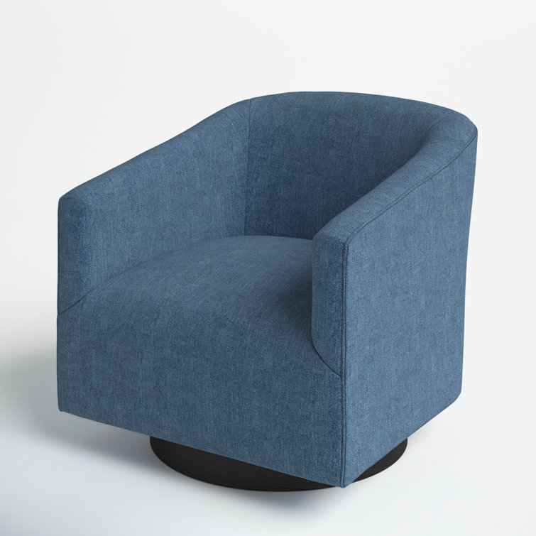 Cadet Blue Wood Swivel Barrel Comfort Chair