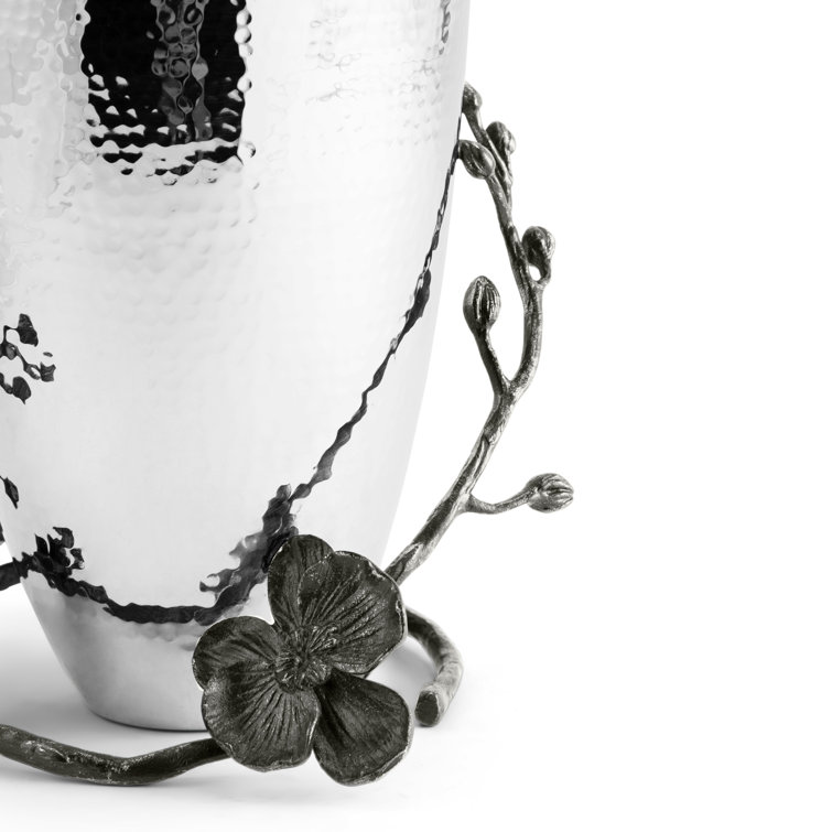 Hammered Stainless Steel Black Orchid Decorative Vase