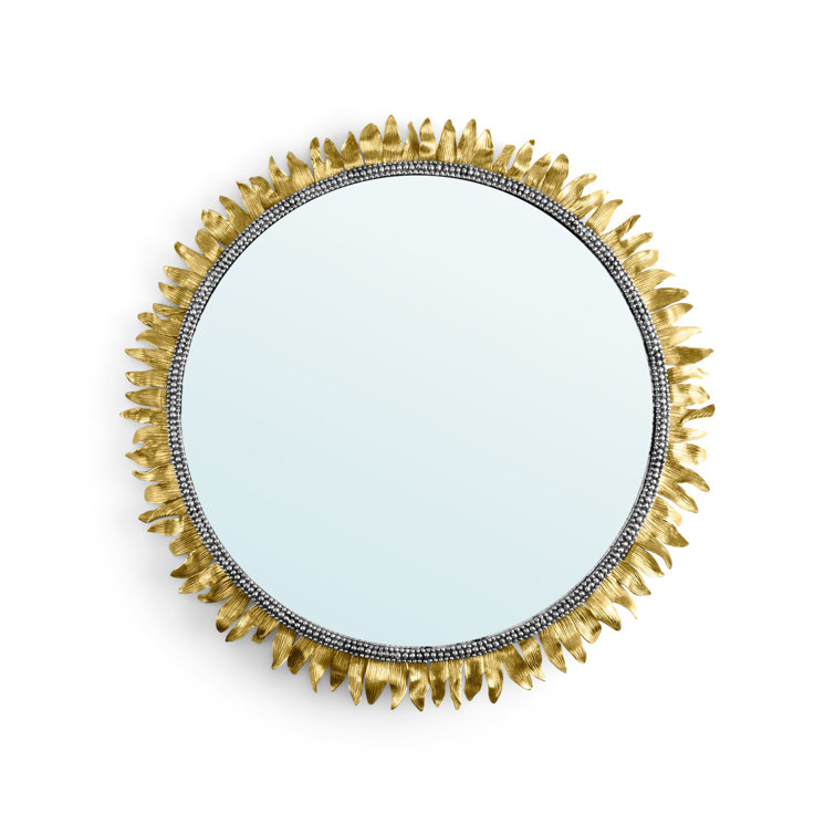 Sunflower 36" Gold Round Wall Mirror