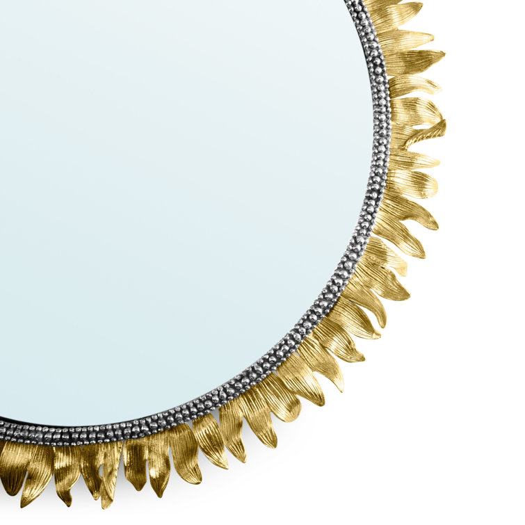 Sunflower 36" Gold Round Wall Mirror