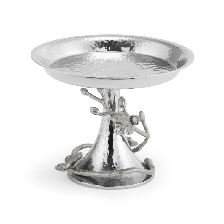 Silver Orchid Round Metal Candy Dish