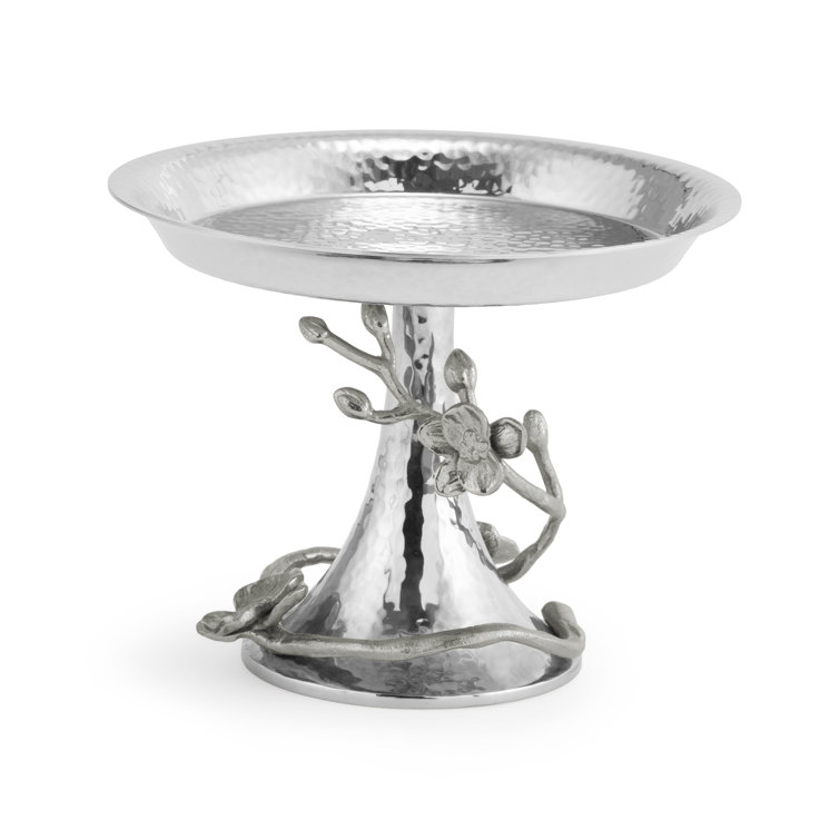 Silver Orchid Round Metal Candy Dish