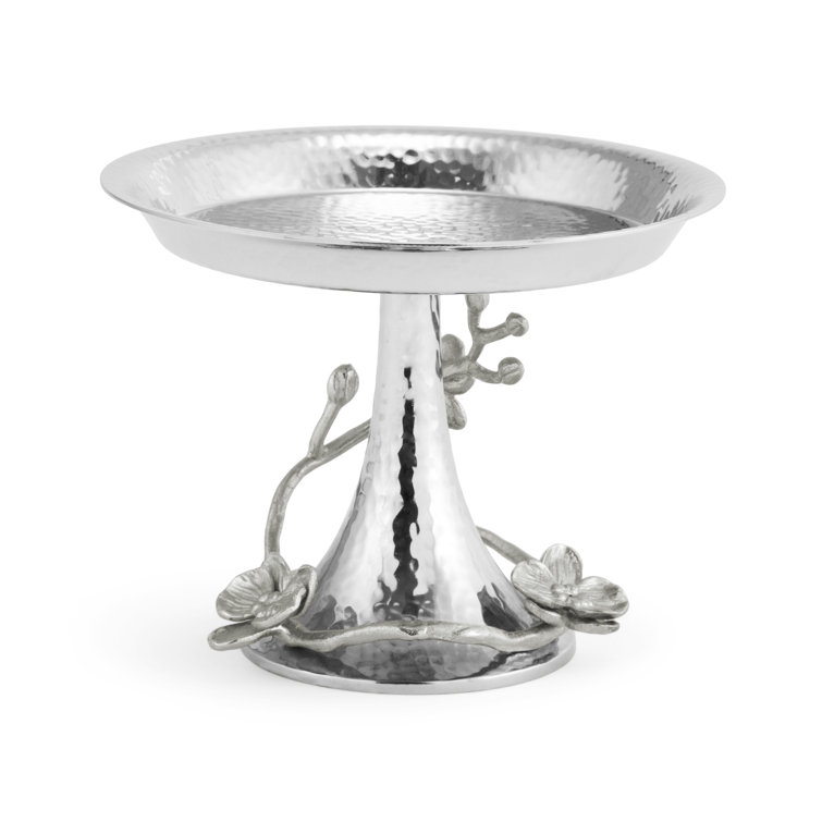 Silver Orchid Round Metal Candy Dish