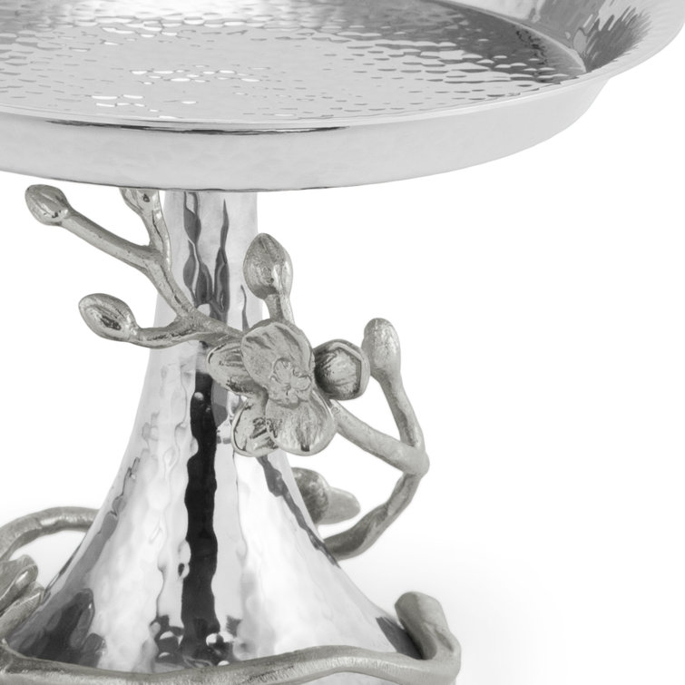Silver Orchid Round Metal Candy Dish