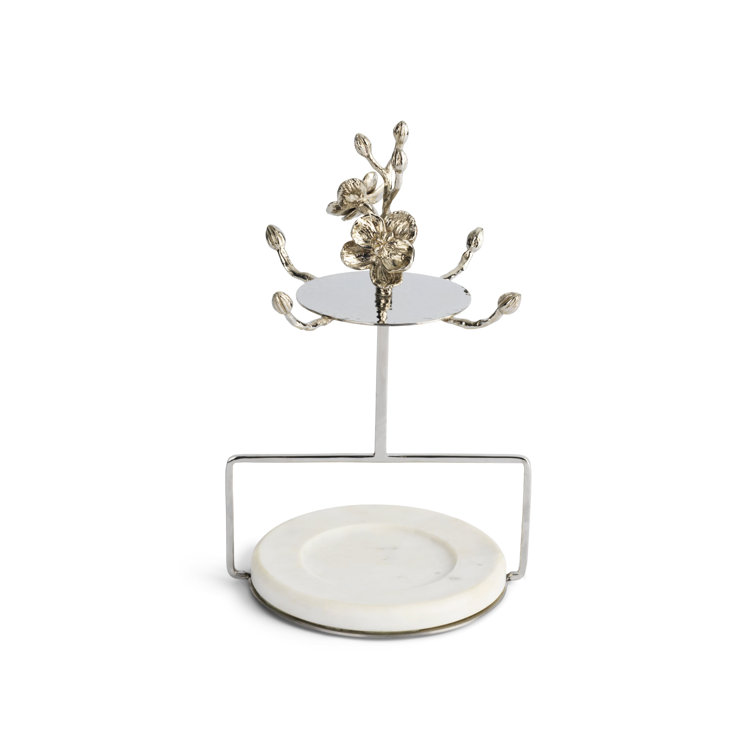 Blue Orchid Porcelain Demitasse Set with Stainless Steel Stand