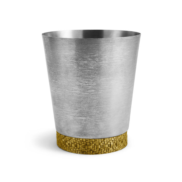 Stainless Steel Waste Bucket with Gold Woven Base