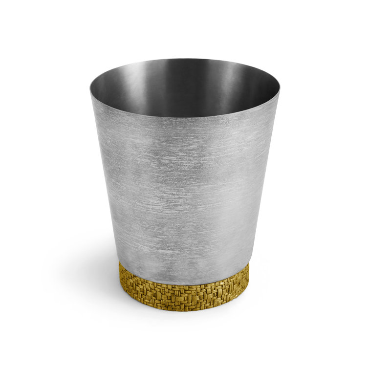 Stainless Steel Waste Bucket with Gold Woven Base