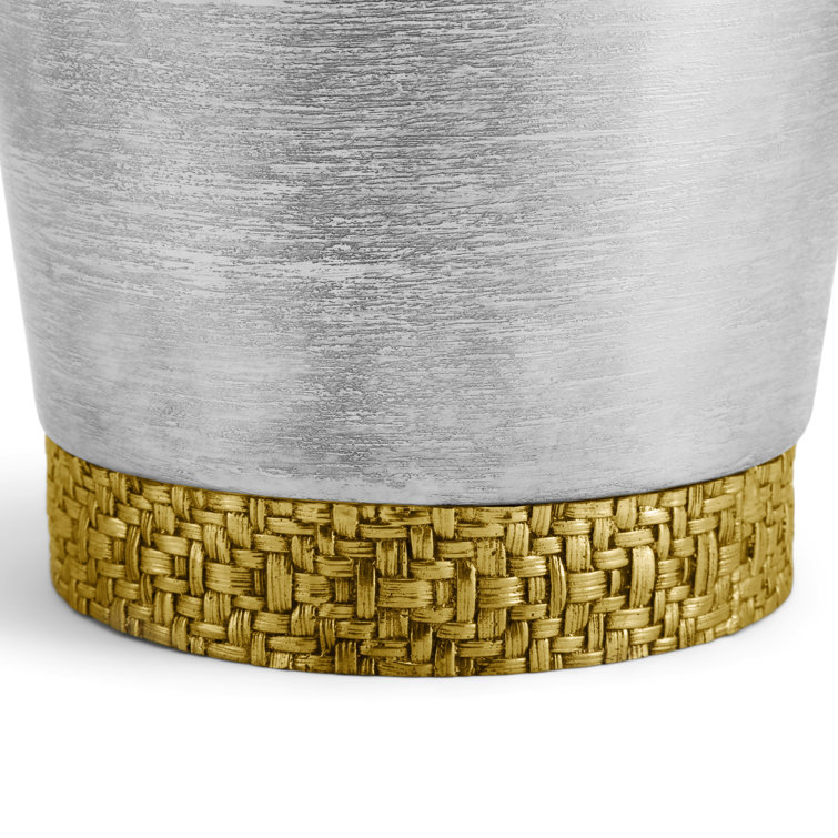 Stainless Steel Waste Bucket with Gold Woven Base
