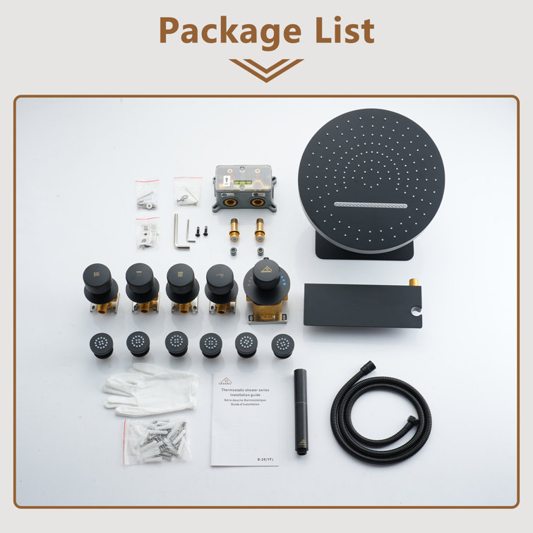 Nickel Dual Head Wall Mounted Shower System with Body Jets