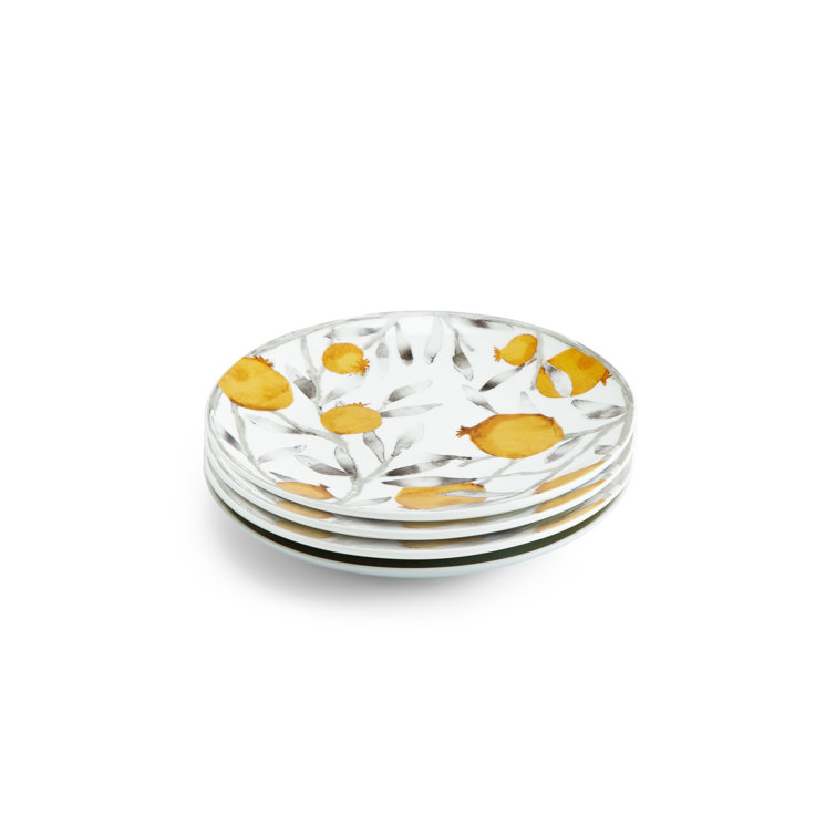 Pomegranate Porcelain Tidbit Plate Set - Microwave Safe, Handcrafted