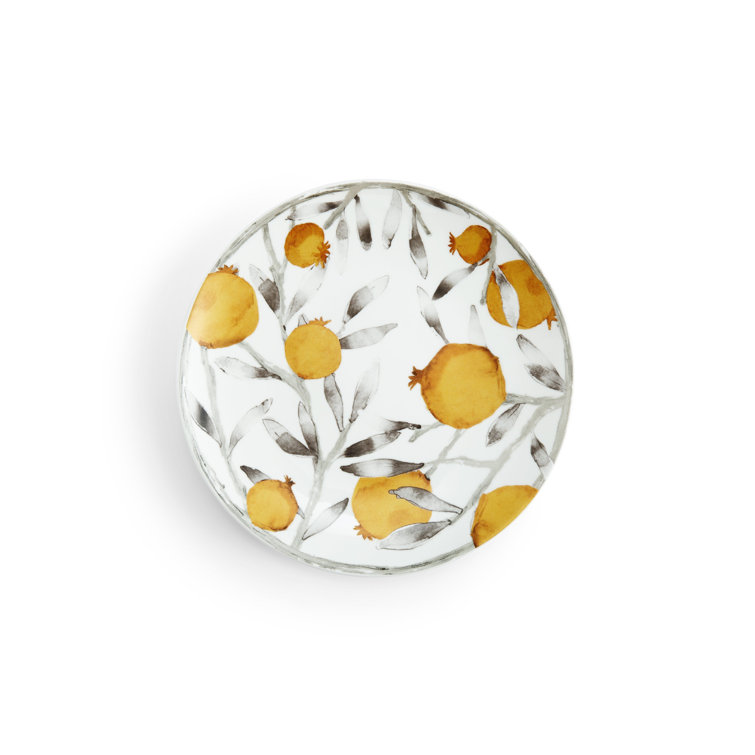 Pomegranate Porcelain Tidbit Plate Set - Microwave Safe, Handcrafted
