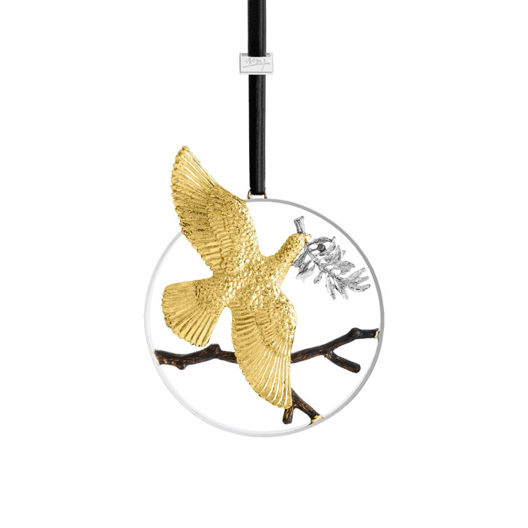 Gold and Nickel Dove of Peace Holiday Ornament