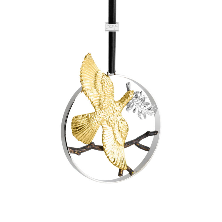 Gold and Nickel Dove of Peace Holiday Ornament