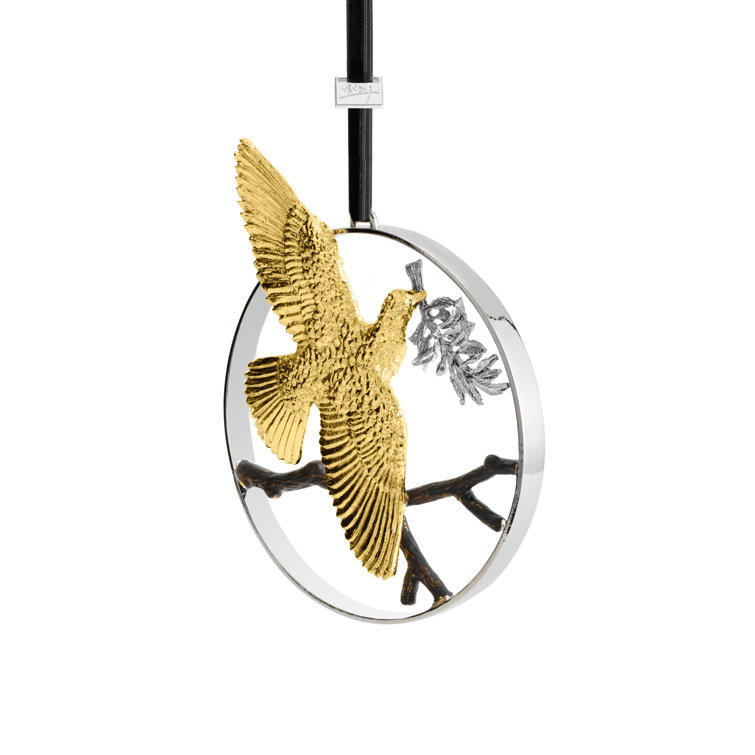 Gold and Nickel Dove of Peace Holiday Ornament