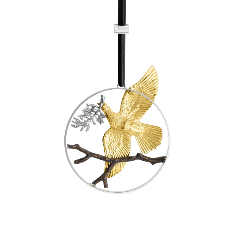 Gold and Nickel Dove of Peace Holiday Ornament