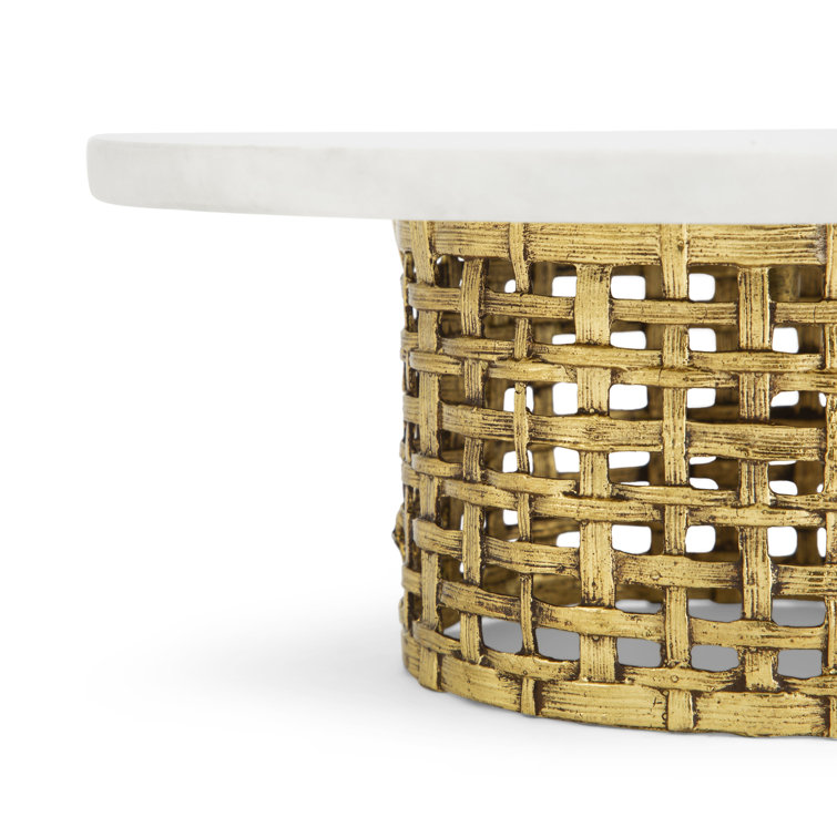 Antique Gold Textured Palm Leaf Inspired Cake Stand