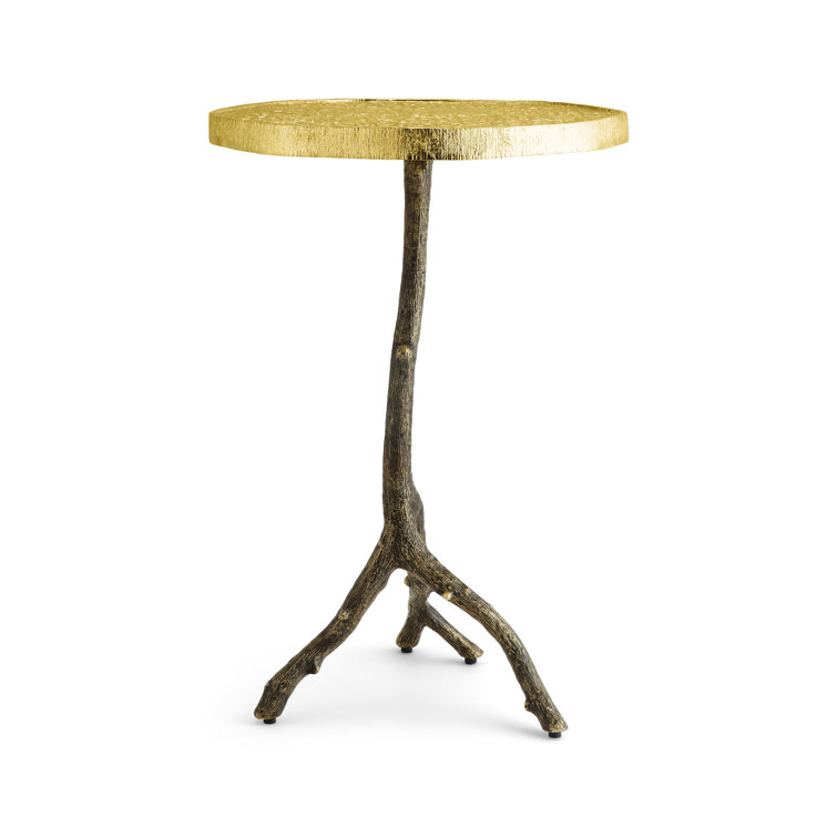 Gold Pedestal Base Pomegranate-Inspired Novelty Side Table