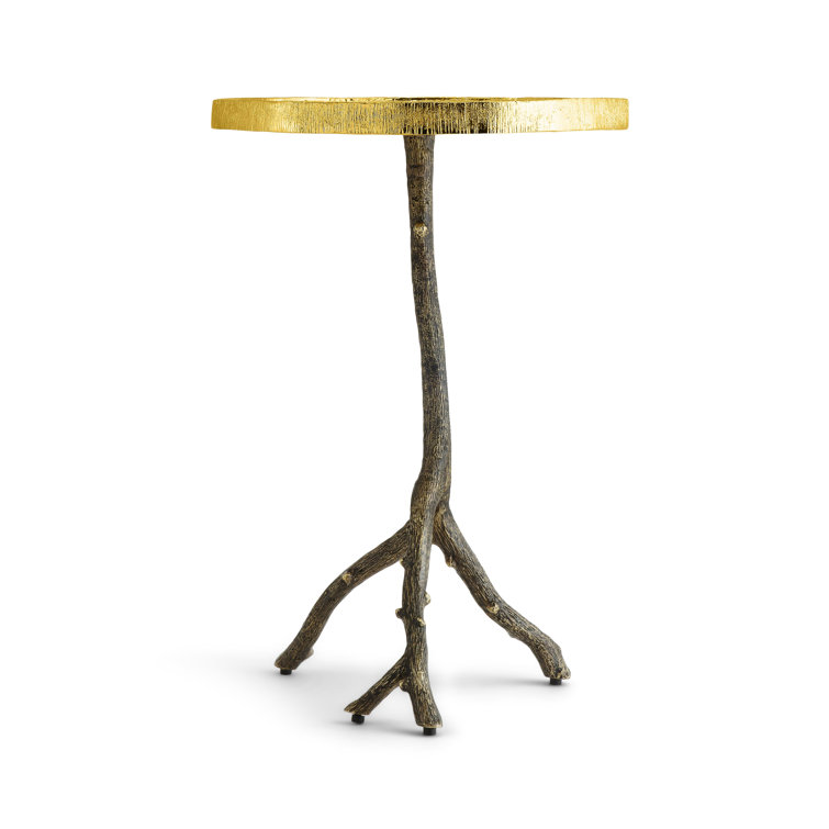 Gold Pedestal Base Pomegranate-Inspired Novelty Side Table