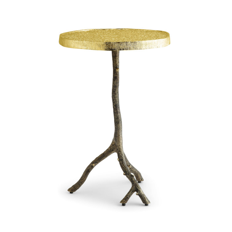Gold Pedestal Base Pomegranate-Inspired Novelty Side Table
