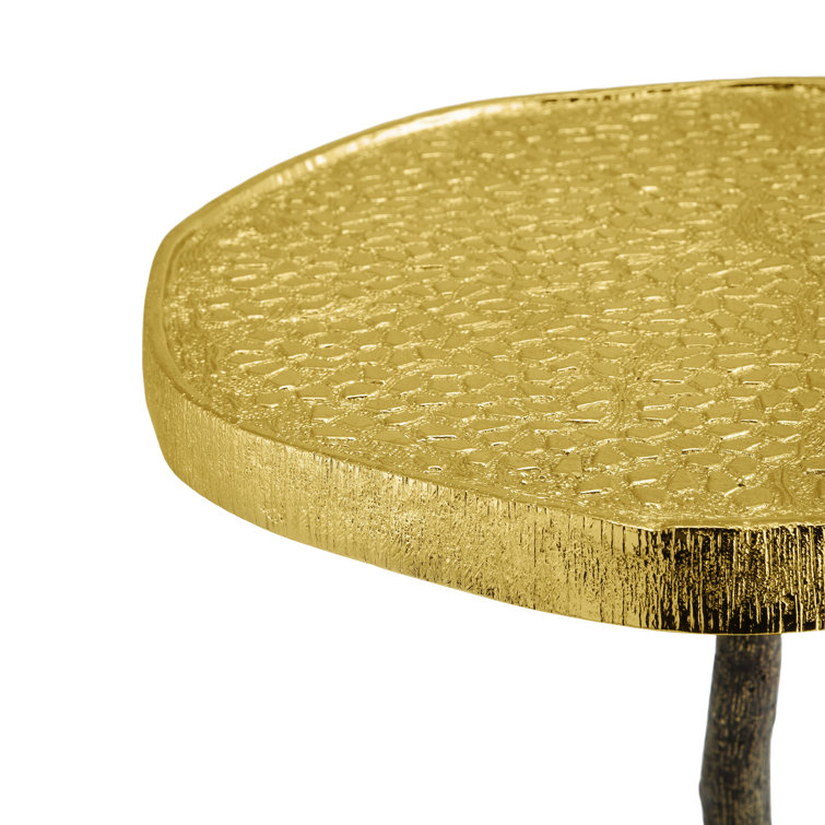 Gold Pedestal Base Pomegranate-Inspired Novelty Side Table