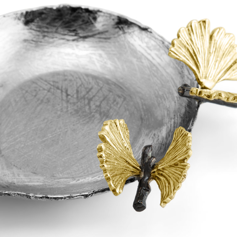 Silver Stainless Steel Spoon Rest with Gold Embellishment