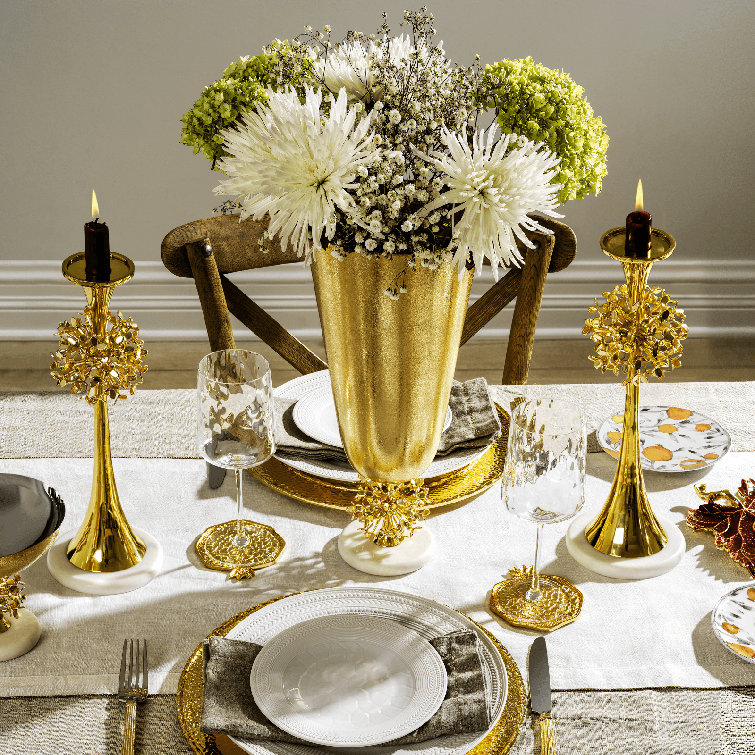 Gold Embossed Metal Drink Coaster Set of Six