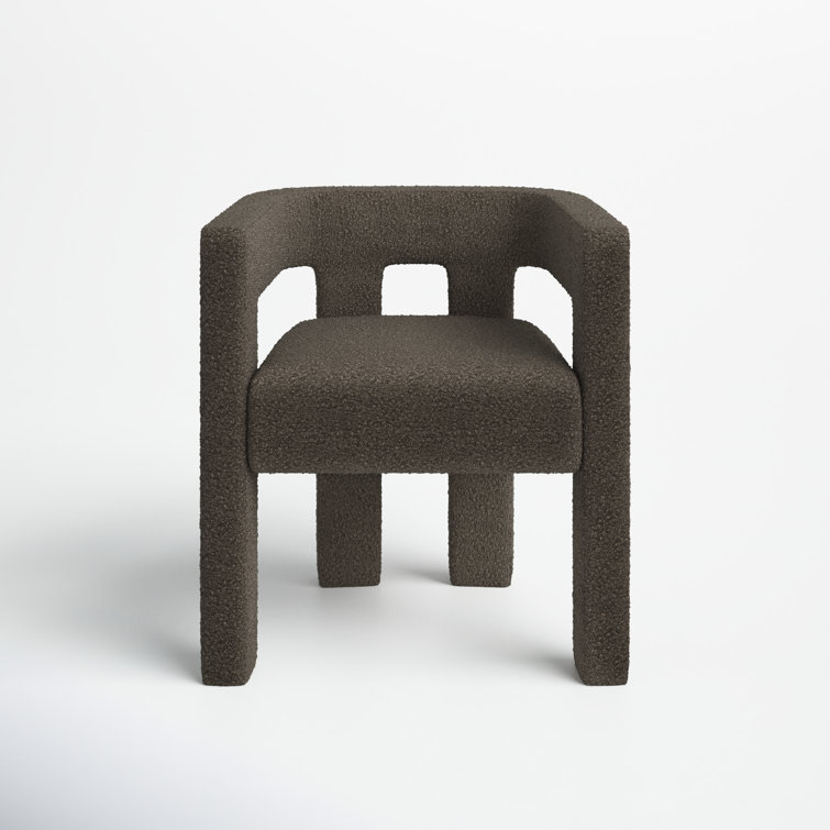 Brown Boucle Upholstered Low Arm Chair with Manufactured Wood Frame