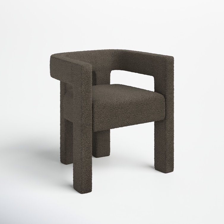 Brown Boucle Upholstered Low Arm Chair with Manufactured Wood Frame