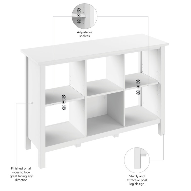 Broadview Pure White 6-Cube Wooden Adjustable Bookcase